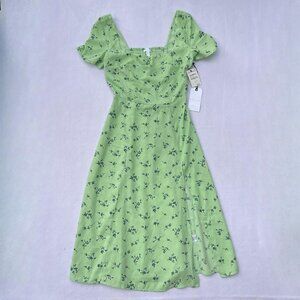 NWT Green Floral Leith Cottage Core Fairy A-line Maxi Dress Size S Soft Girl